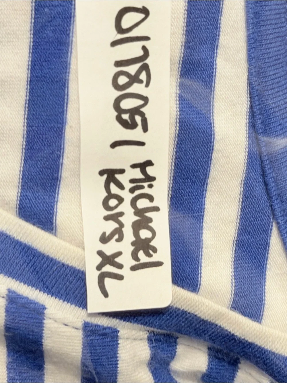 Michael Kors XL Blue White Striped Sleeveless V-Neck Zip Hem Tank Top Preppy